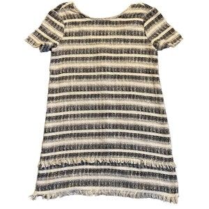 Zara Basic Collection Women’s Size Large Black Beige Casual Shift Dress Woven